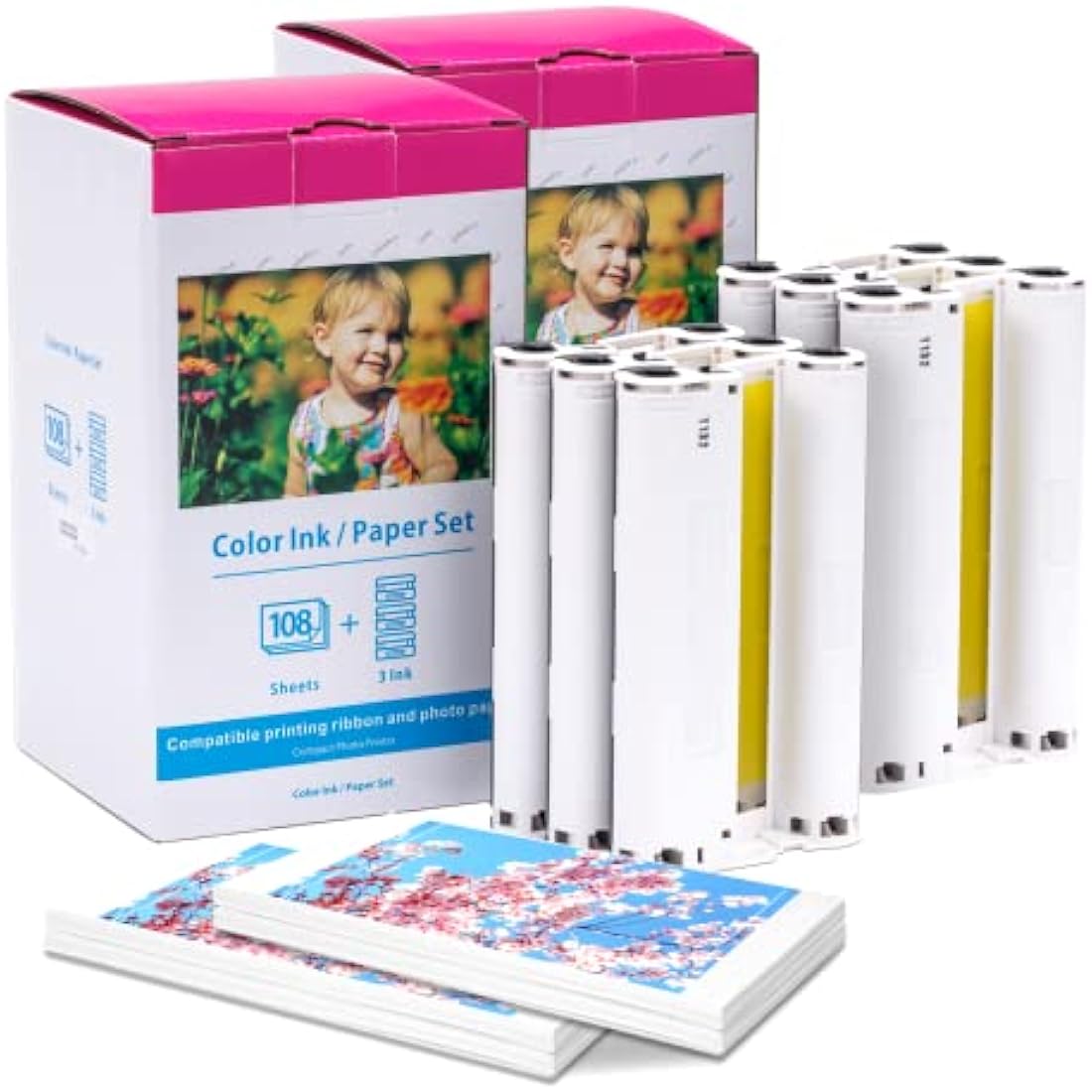 Selphy Photo Paper KP-108IN 3115B001(AA) Compatible with Canon Selphy CP1300 CP1200 CP1500 CP1000 CP910, 6 Photo Printer Cartridges, 216 Sheets Photo Paper