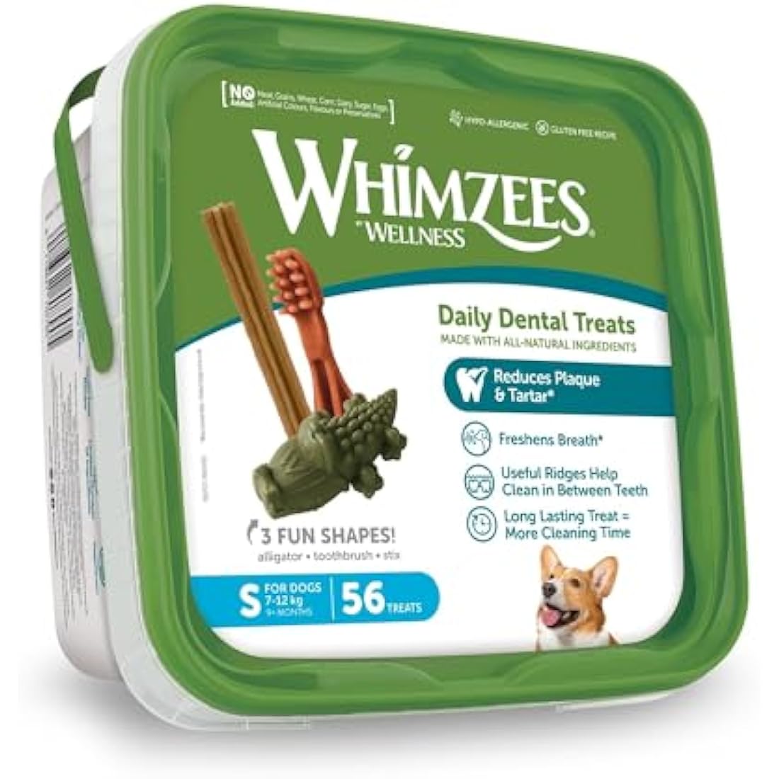 WHIMZEES By Wellness Variety Box Dental, Mixed Shapes, Size S, 56 Pieces, Natural and Grain Free Dog Chews, Dog Dental Sticks for Small Breeds, No Added Sugar