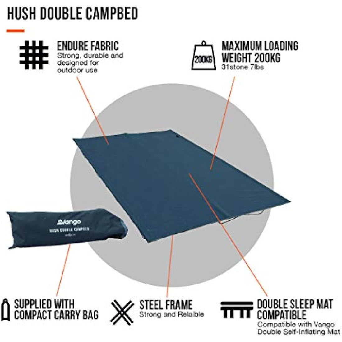 Vango Hush Double Campbed, Granite Grey