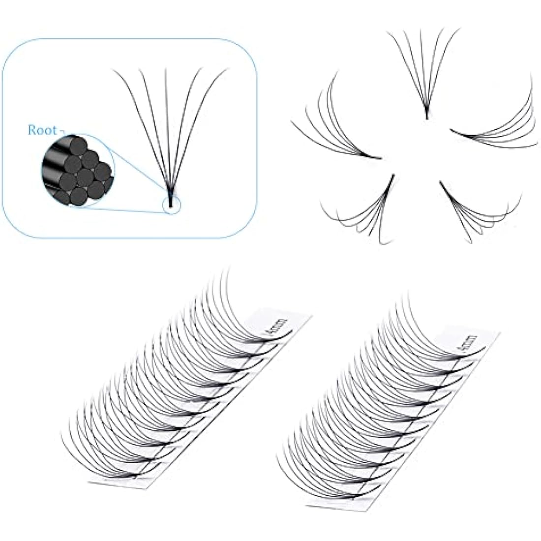 Pre Made Fan Eyelash Extensions 5D Fans 0.07mm D Curl 8-14mm Mix 5D Cluster Eyelash Extension Premade Fans Volume Russian Individual Lashes Cluster Gemerry Fan Lash Extensions(0.07-5D-D curl-Mix)