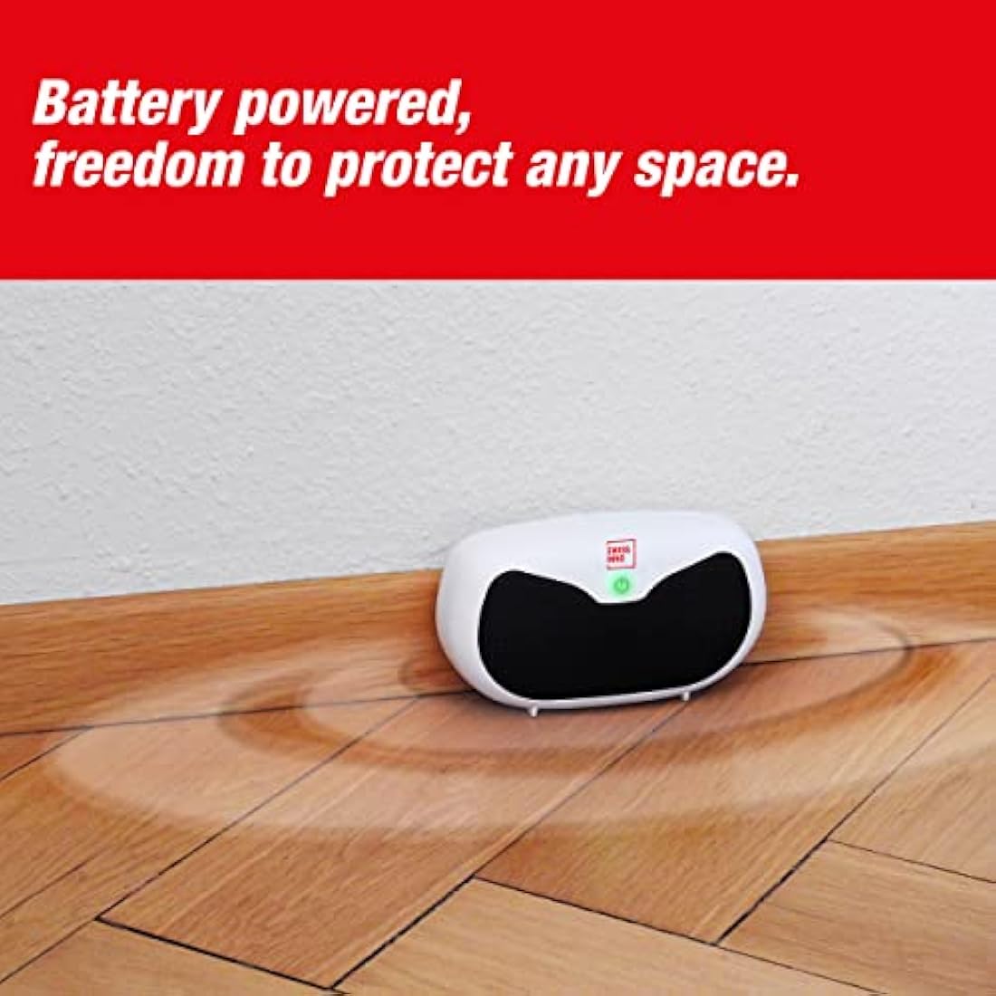 SWISSINNO Battery Ultrasonic Rodent Repeller – Portable Mouse and Rat Deterrent – High-Frequency Ultrasound – 20m² Coverage – 8 x AA Battery Operation – 6–7 Weeks Runtime