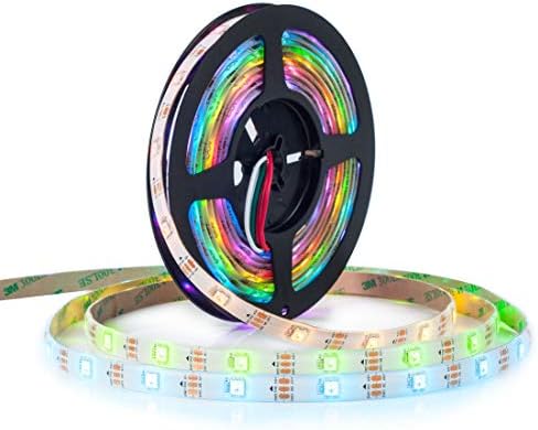 BTF-LIGHTING WS2812E ECO RGB Alloy Wires 5050SMD Individual Addressable 16.4FT 30Pixels/m 150Pixels Flexible White PCB Full Color LED Pixel Strip Dream Color IP30 Non-Waterproof DIY Projects Only DC5V