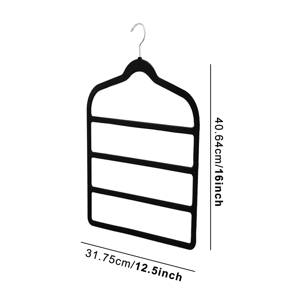 2PCS Velvet Trouser Hangers, Trouser Hanger Space Saving, Black Velvet Hanger, Multiple Layer Wardrobe Organiser for Pants, Jeans, Scarves