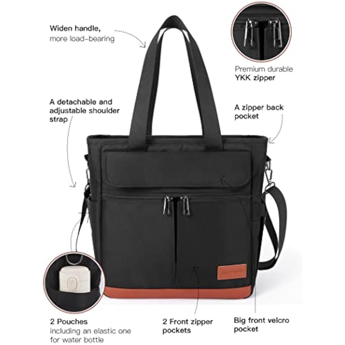 JOYHILL Lunch Bag for Man,Lunch box Bag for Women, Leakproof Insulated Lunch Bag, Lunch Tote with Shoulder Strap, Adult Reusable Lunch Cooler Tote Bags for Work Picnic Camping School Beach, Black