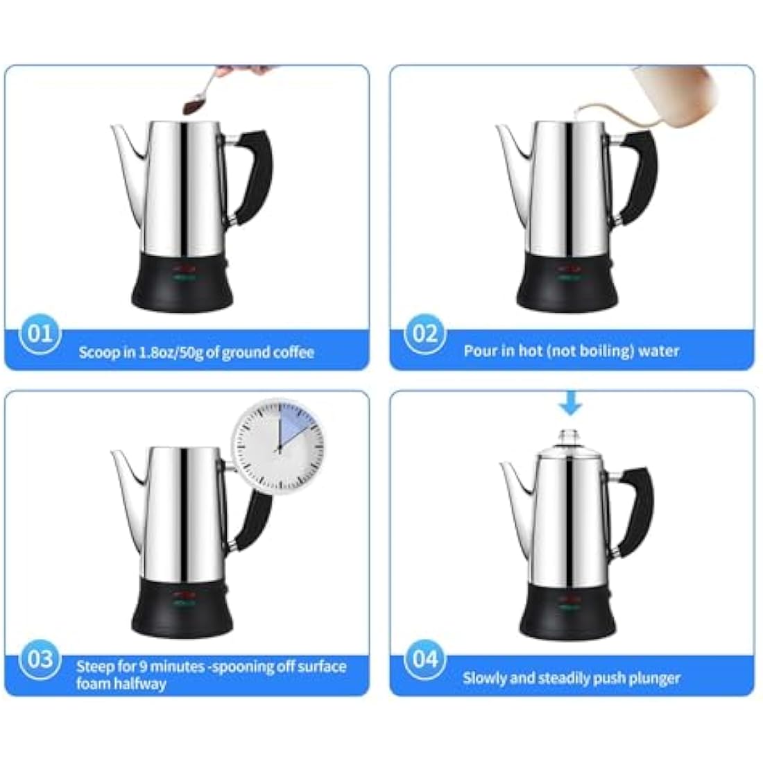 KFO 12-Cup (1.2L) Electric Coffee Percolator - CE Certified Percolator Coffee Maker with 360° Rotating Base & Anti-Slip Design | Heat-Resistant Glass Lid & Cordless Server for Home/Office Use