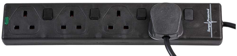 pro elec PL15356 10 m Switched Surge Protected Extension Lead - Black