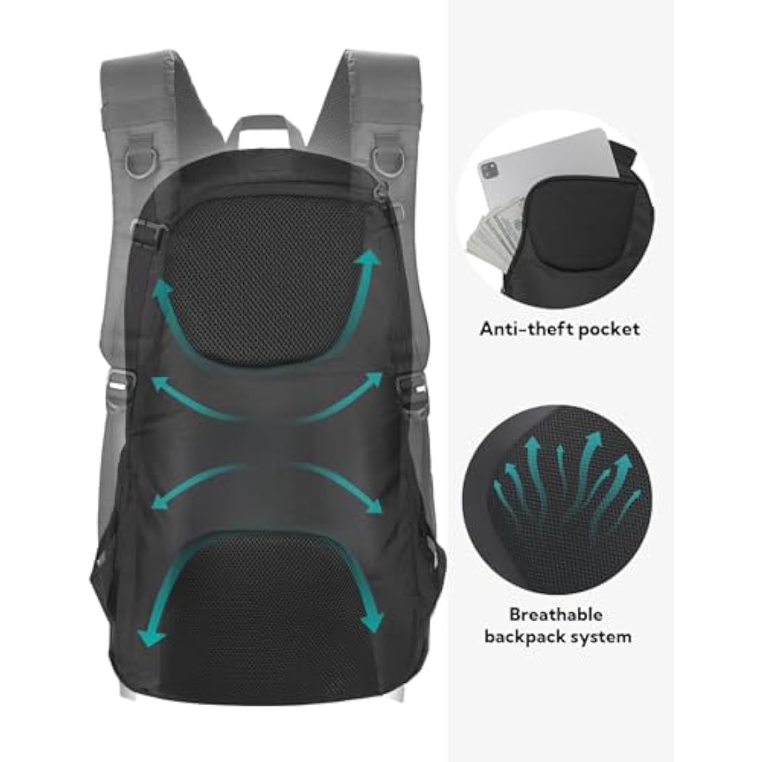 Waterfly 25L Hiking Backpack Daypack: Water Resistent Lightweight Rucksack with Rain Cover for Men Women Outdoor Camping Hiking Travel Daypack
