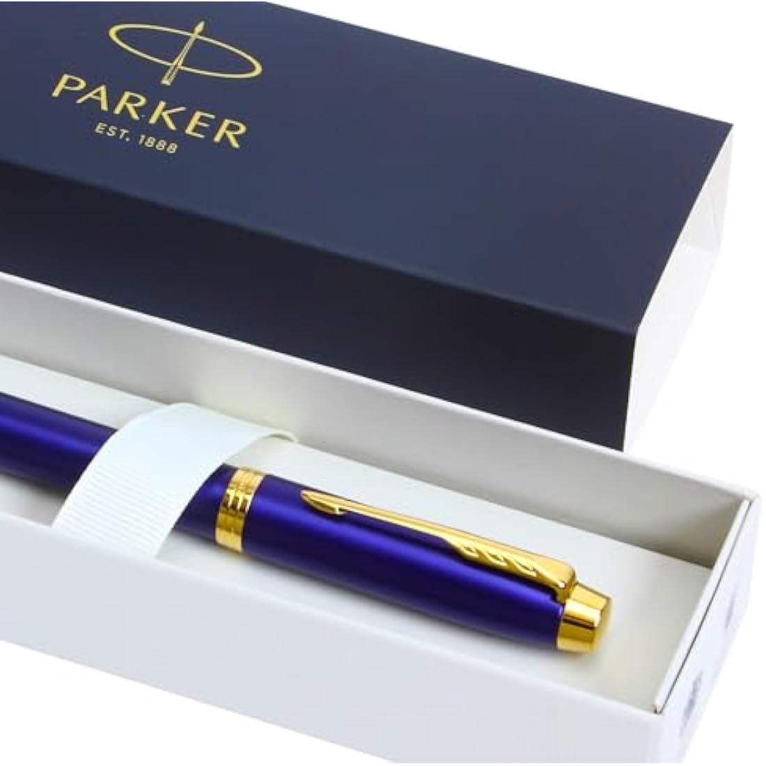 Parker IM Premium Limited Edition Fountain Pen | Lustrous Blue Lacquer with Gold Trims | Fine Gold Nib | Black Ink | Gift Boxed