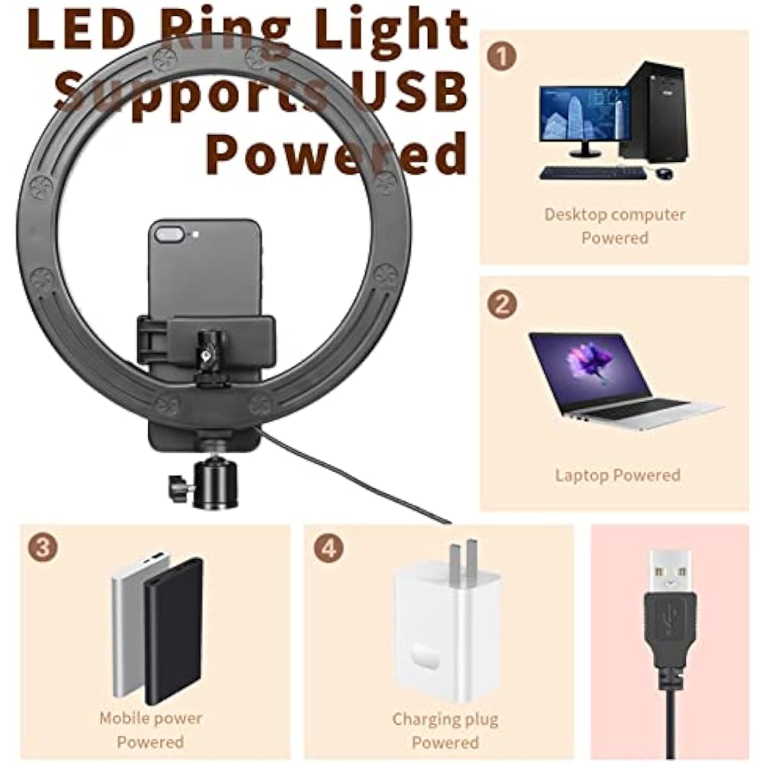 Ring Light 10" with 67" Extended Tripod Stand & Phone Holder for YouTube Video, Camera Led Ring Light for Streaming, Makeup, Selfie Photography Compatible with iPhone Android