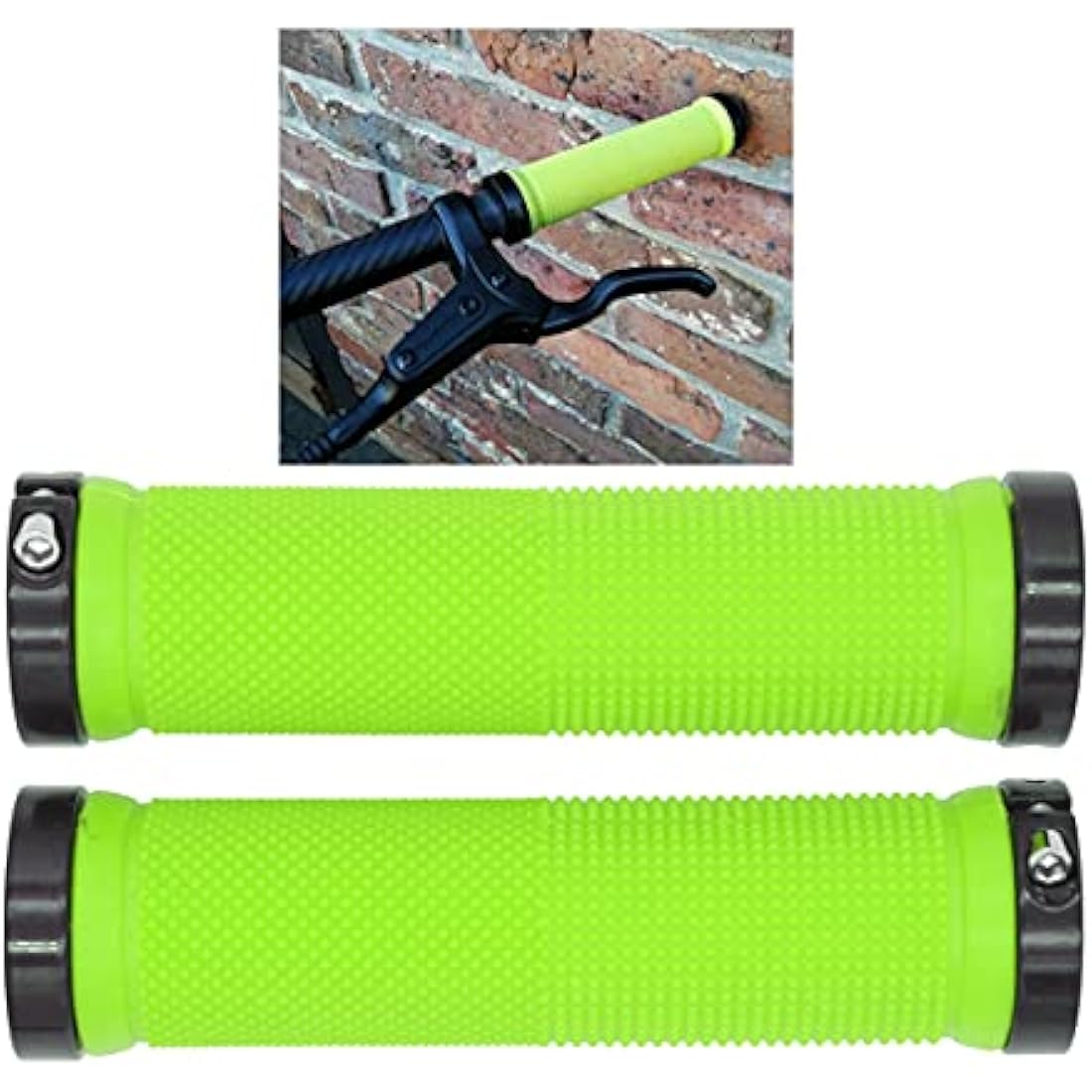 PLATT Bike Handlebar Grips with Aluminum Lock Non-Slip Rubber Bicycle Handle Grip for MTB/BMX