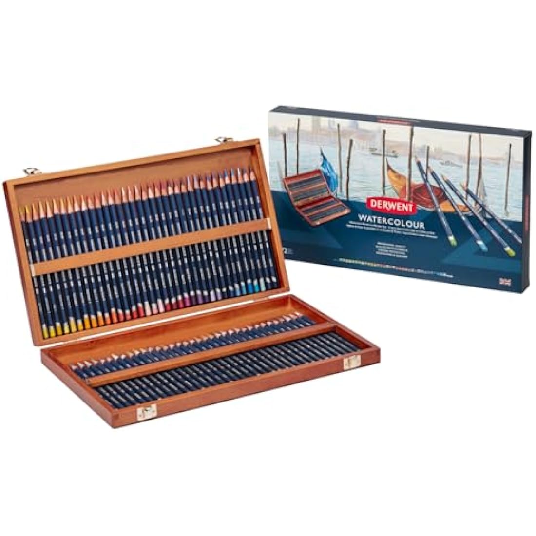 Derwent Watercolour Pencils, Painting & Drawing, Set Of 72 In Wooden Gift Box, Ideal For Blending & Layering, Professional Quality, 32891
