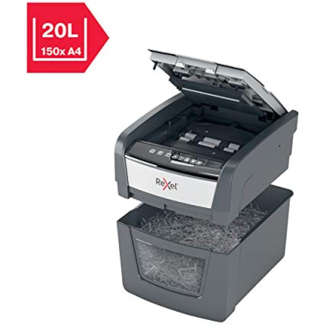 Rexel Optimum Auto Feed 45 Sheet Automatic Cross Cut Paper Shredder, P-4 Security, Home/Home Office, 20 Litre Removable Bin, 2020045X, Black