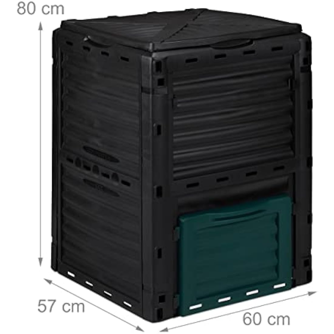 Relaxdays Composter, 230l, Plastic, Quick, for Kitchen & Garden Waste, Environment-Friendly, HWD: 80 x 60 x 57 cm, Black