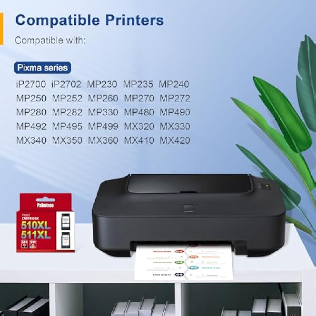 Palmtree PG-510 CL-511 Remanufactured Ink Cartridges - Replacement for Canon MP495, MP499, Pixma iP2702, MP230, MP235, MP280 (1 Black, 1 Tri-Color)