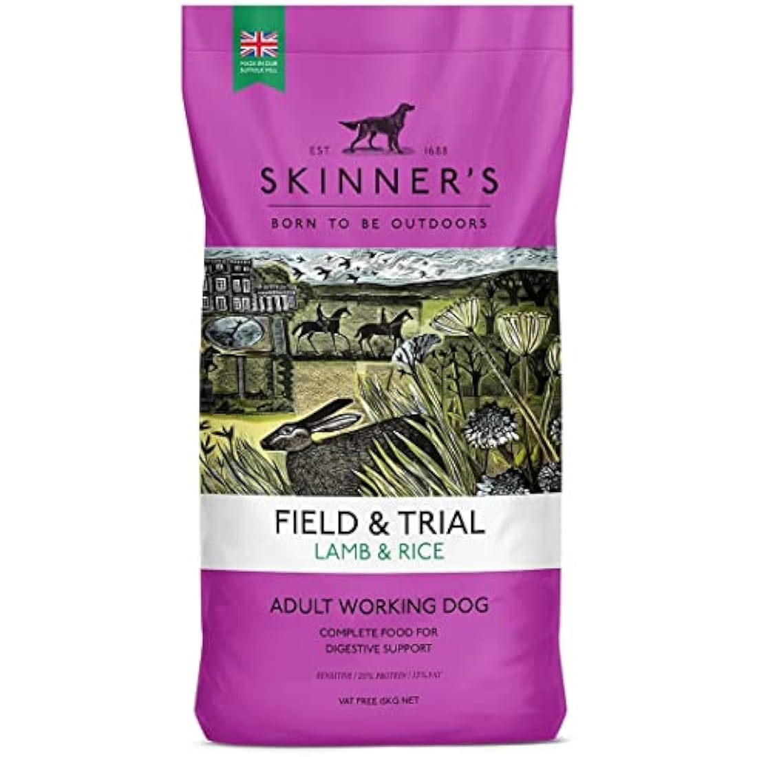 Skinner’s Field & Trial Lamb & Rice – Complete Dry Adult Dog Food, For Active and Energetic Dogs, Sensitive, 15kg