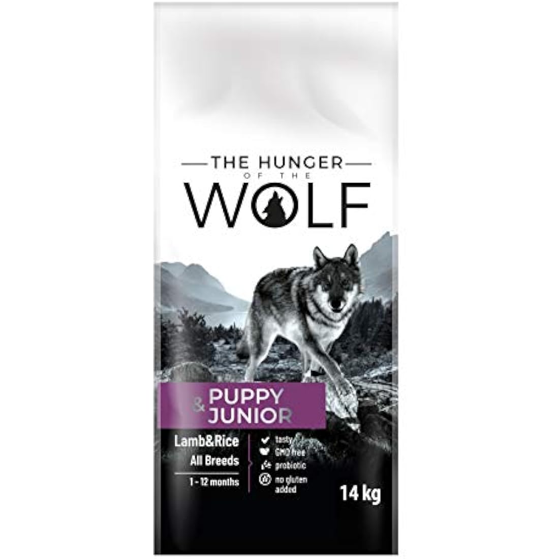 The Hunger of the Wolf Dry Dog Food - For All Breeds, Delicate Formula with Lamb and Rice, Puppy and Junior Dogs - 14 kg