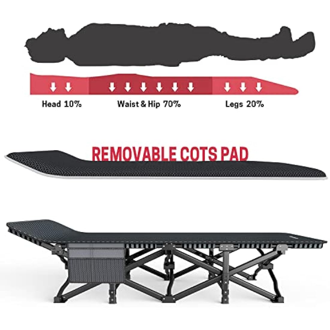 ATORPOK SHOP Camp Beds for Adults with Cushion Comfortable, Travel Camping Cot for Sleeping，Lightweight Folding Bed with Carry Bag Supports 450 lbs