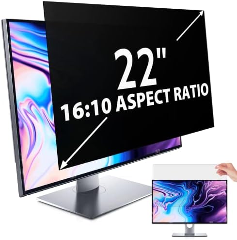IPROKKO 22 Inch Computer Privacy Screen Filter for 16:10 Aspect Ratio, Anti Blue Light Glare Removable Screen Protective Film
