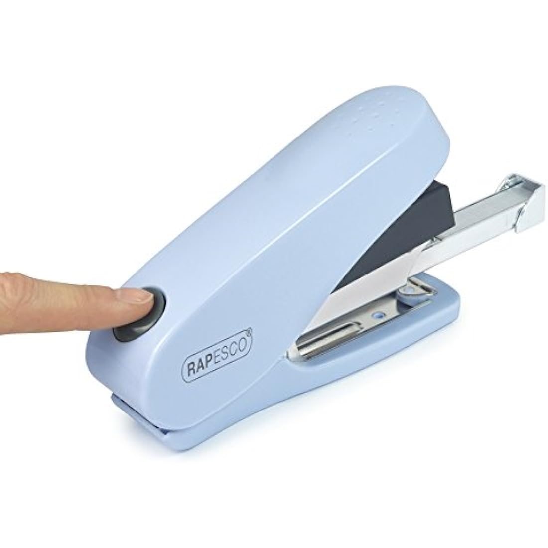 Rapesco 1469 Luna Less Effort Stapler with 2000 Staples, 50 Sheet Capacity, Powder Blue