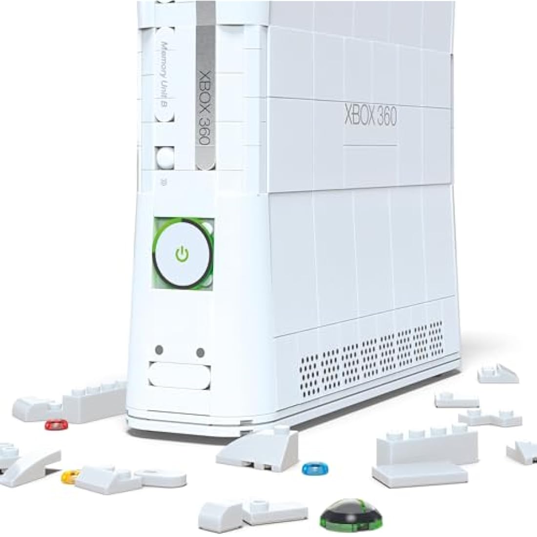 MEGA Microsoft Collectible Building Set, Xbox 360 Replica Model with 1342 Pieces, Controller and LED Lights, Build & Display Toy for Adult Collectors, HWW15