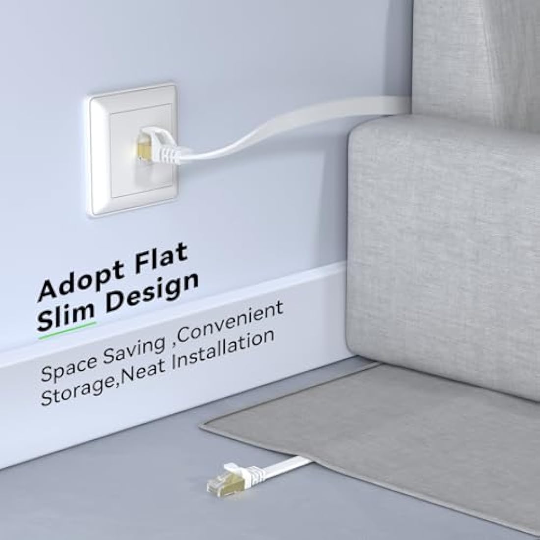BUSOHE Cat 8 Ethernet Cable 40m, High Speed Flat Gigabit RJ45 Lan Network Cable, 40Gbps 2000Mhz Internet Patch Cord Compatible with Router, Modem, PC, Laptop, Printer