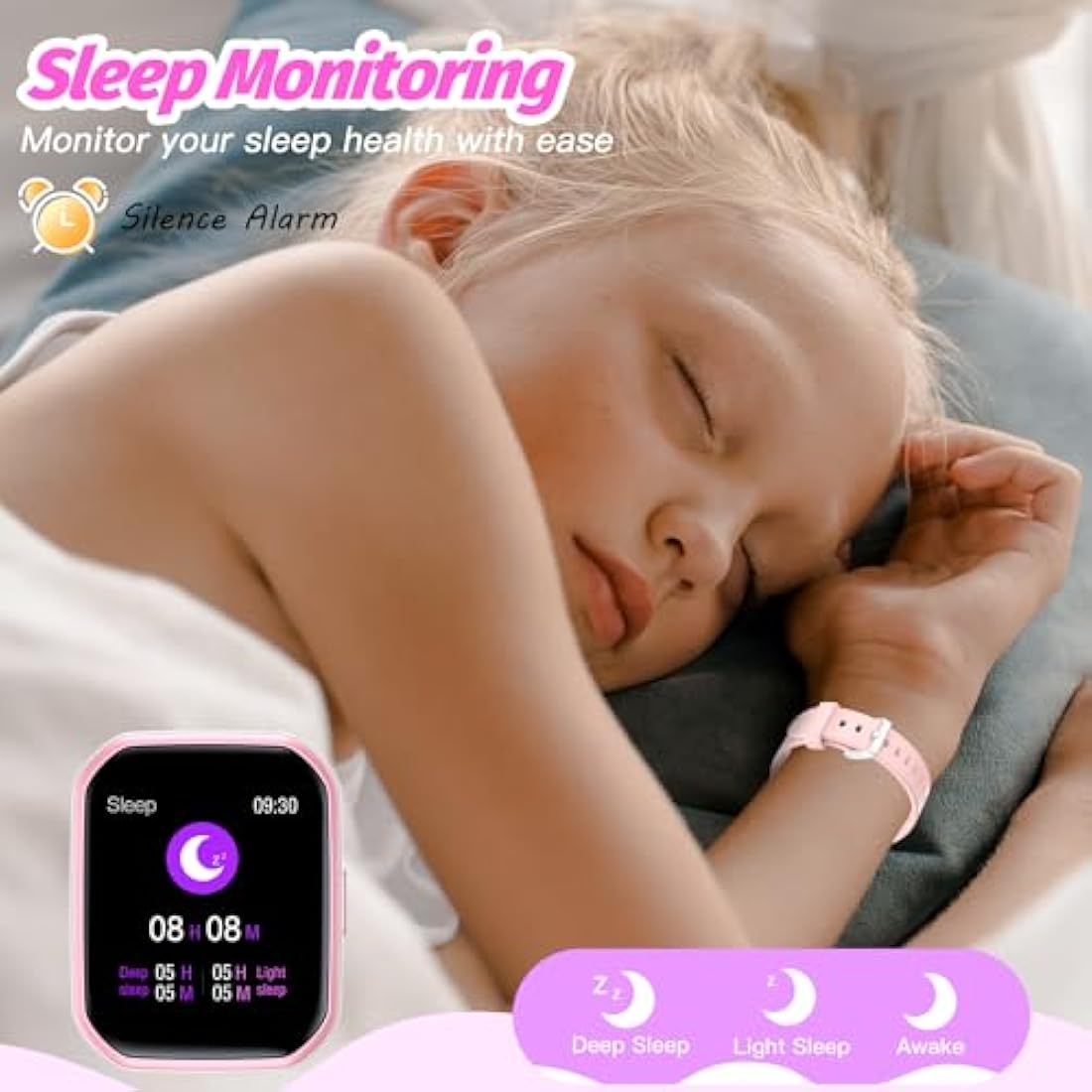 Kids Smart Watch for Girls,IP68 Waterproof Kids Fitness Tracker Watch with 1.5 Inch DIY Face,Heart Rate Sleep Monitor,19 Sport Modes,Calories Counter,Alarm Clock,Great Gifts for Children 6+ (Pink)