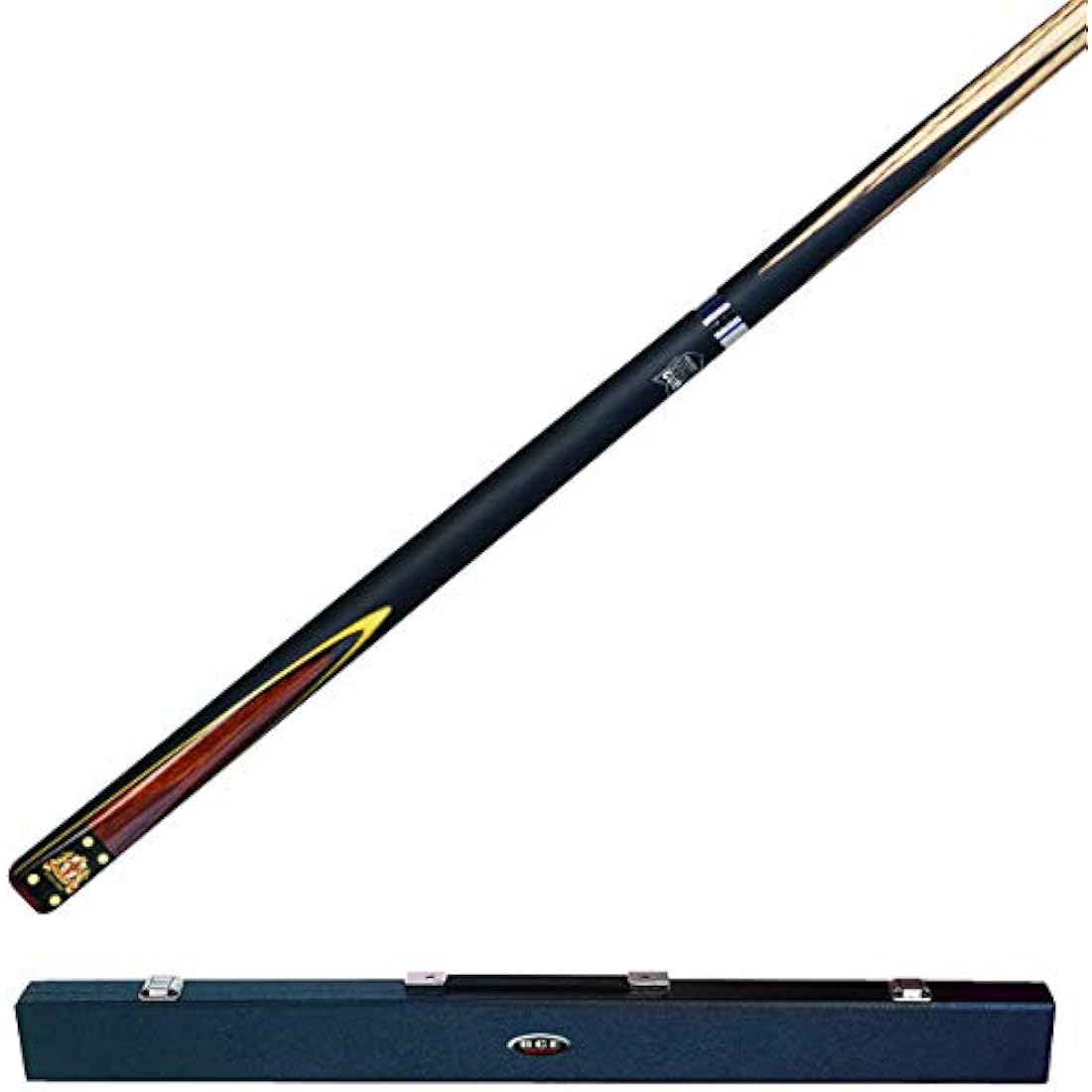 BCE Hwac-2am BCE Heritage 2 Piece Ash Snooker Cue with Matching Grain and WAC Hard Case 145cm 9 5mm ti, black butt/natural wood shaft, 57 UK