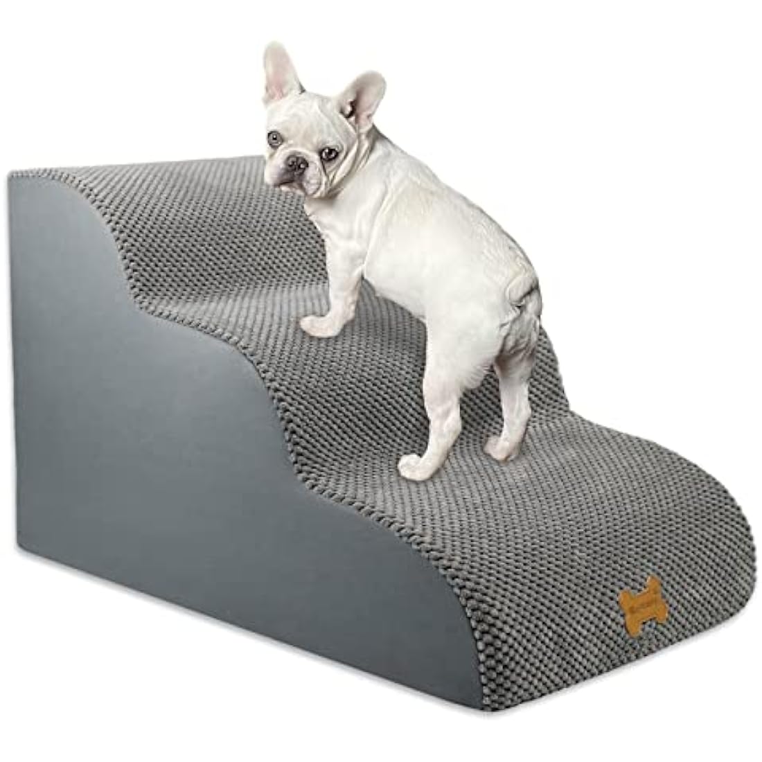 Nepfaivy Dog Steps Stairs for Bed - Non-Slip Pet Stairs for Small Dogs and Cats, 3-Steps Dog Ramp for Sofa with High Density Foam and Removable Cover, 60x40x40cm