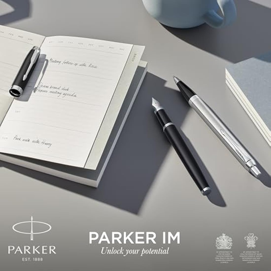 Parker IM Ballpoint Pen | Brushed Metal | Medium Point Blue Ink | Gift Box