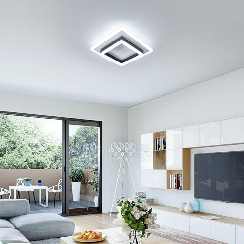 Modern LED Ceiling Lamp, Square LED Lights for Bedroom, Hallway, Office, Kitchen, Living Room - Cold White 6500K