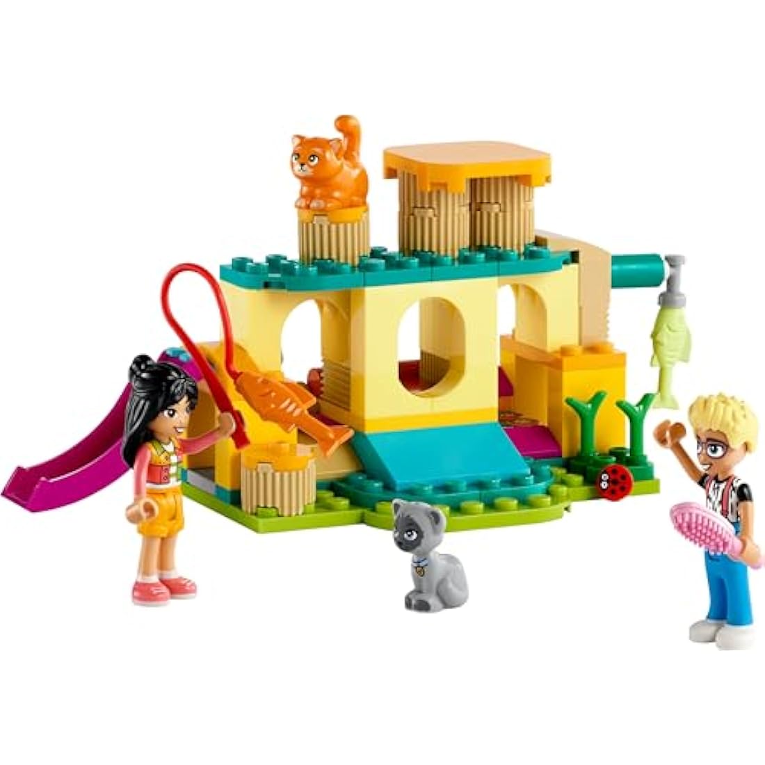 LEGO Friends Cat Playground Adventure, Animal Toy with Figures and Pet Accessories Including a Fish, Gift for 5 Plus Year Old Girls, Boys & Kids, Includes Mini-Doll Characters Olly and Liann 42612