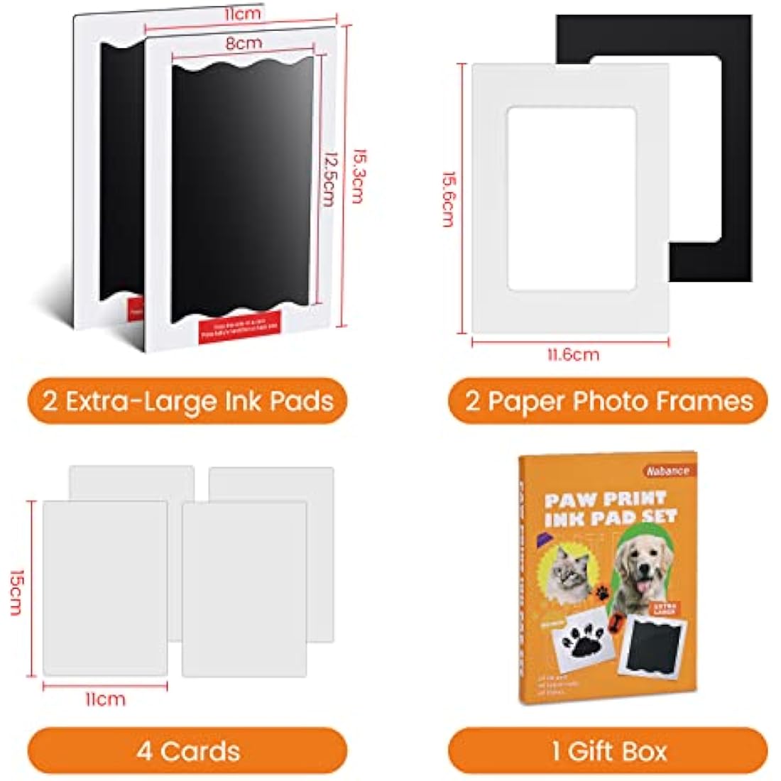 Nabance Baby Handprint and Footprint Kit, Dog Paw Print Kit, 2 Large Size Inkless Ink Pads with 2 Photo Frames, 4 Imprint Card, Pet Paw Print Kit for Dogs & Cats, PawPrint Stamp Pad, Family Keepsake
