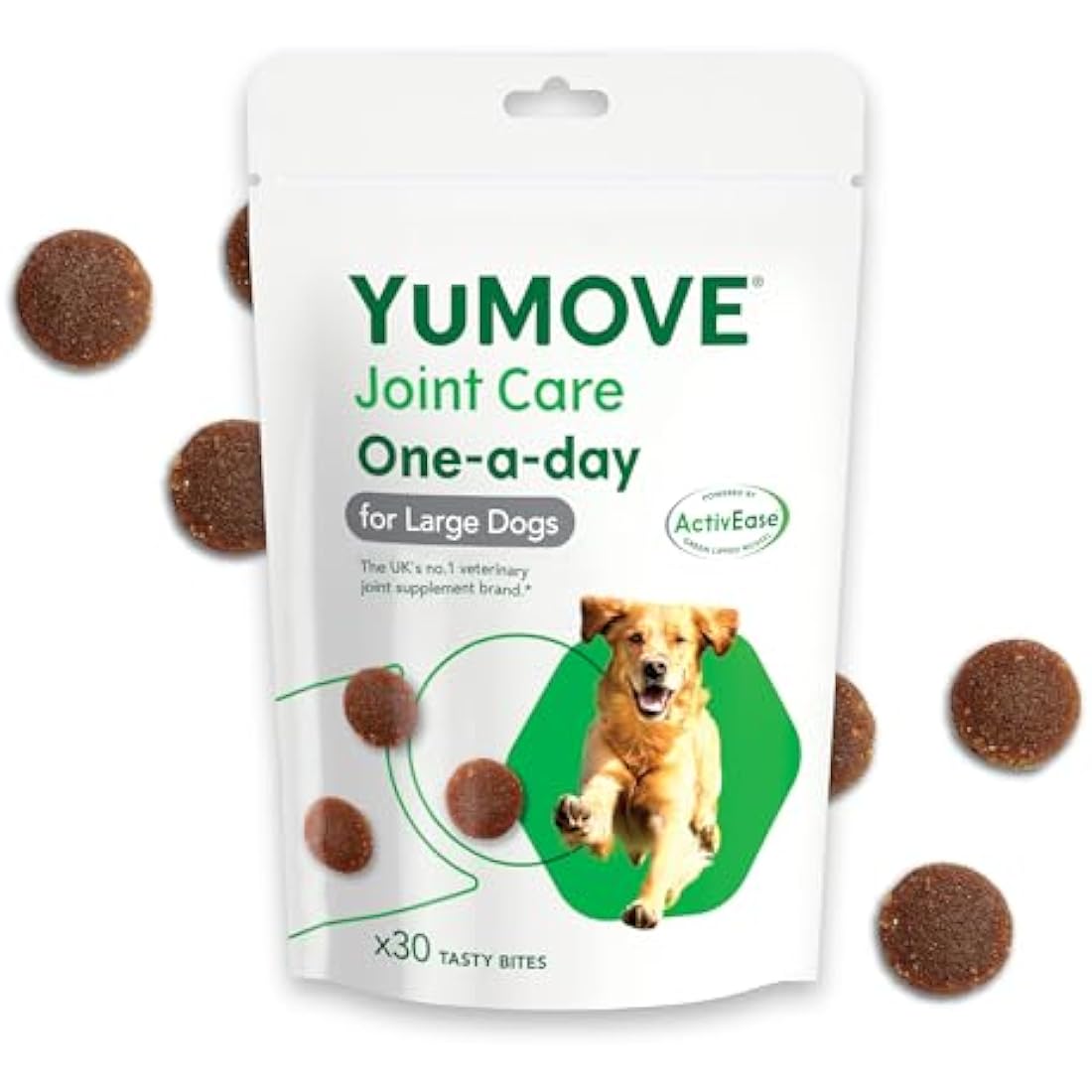 YuMOVE Joint Supplement for Dogs, ONE-A-DAY for Joint Care, Essential Dog Hip and Joint Aid for Stiff Large Dogs with Glucosamine, Chondroitin, Green Lipped Mussel, 30 Chews - 1 Month supply