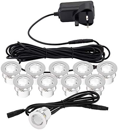 Pack of 10 x 30mm White LED Deck Lights IP44