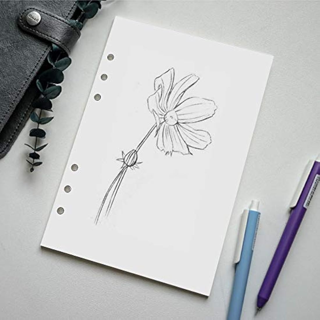 Nokingo A5 Blank Refills Paper for Filofax Planner/Binders, 100 Sheets/200 Pages, 100gsm White Paper, 6 Hole Loose Leaf Paper, 14.8x21cm