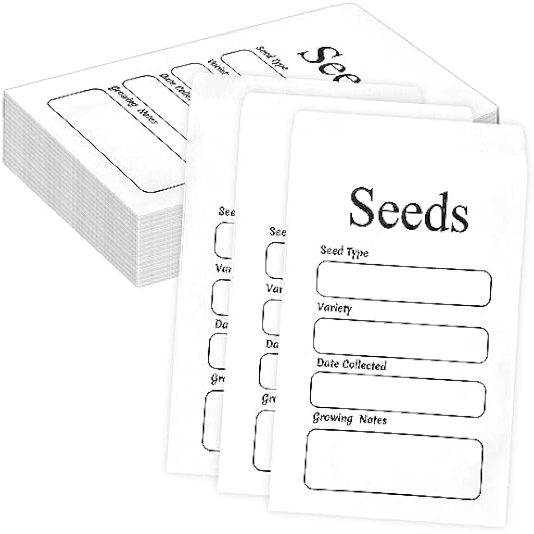 REEKNOKOL 100Pcs Small White Envelopes, Self-Adhesive Seed Envelopes Seed Packets with Preprinted Kraft Paper Coin Envelopes Money Envelopes for Seeds Saving & Collecting(8x12cm/3.15x4.72inch)