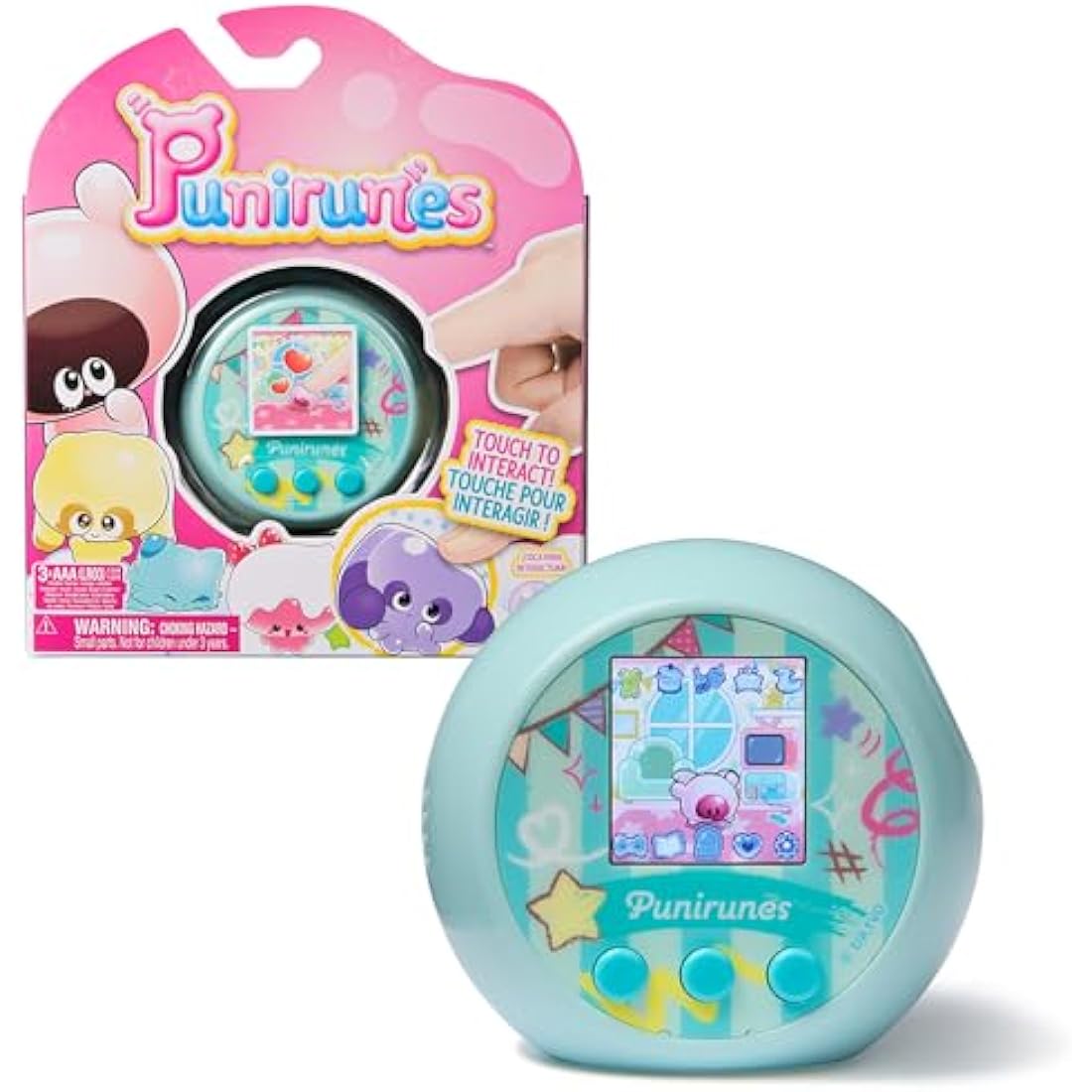 Punirunes, Interactive Digital Toy with 55 Squishy Characters Inside, Reacts to Touch, Full-Colour Display, Kids’ Toys for Girls & Boys Aged 5 and up