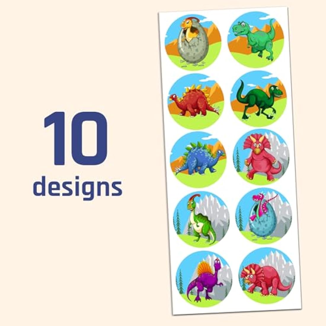 TownStix Dinosaur Stickers Set - 10 Designs, 20 Sheets, 200 Stickers