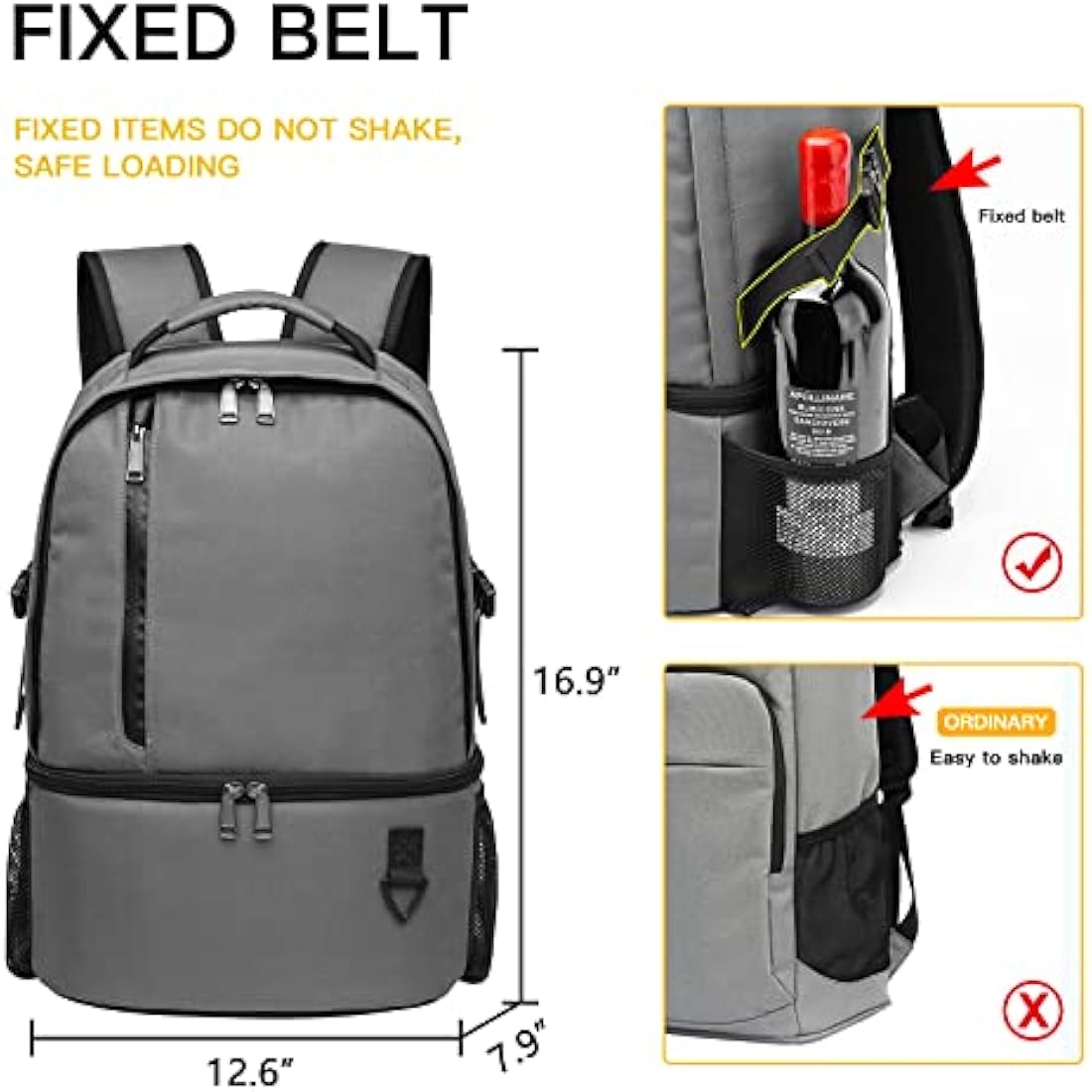 TUGUAN Insulated Cooler Backpack 28L Leakproof Cool Bag Rucksack Double Deck Bottom Thermal Compartment Picnic Backpack for Lunch, Beach, Camping