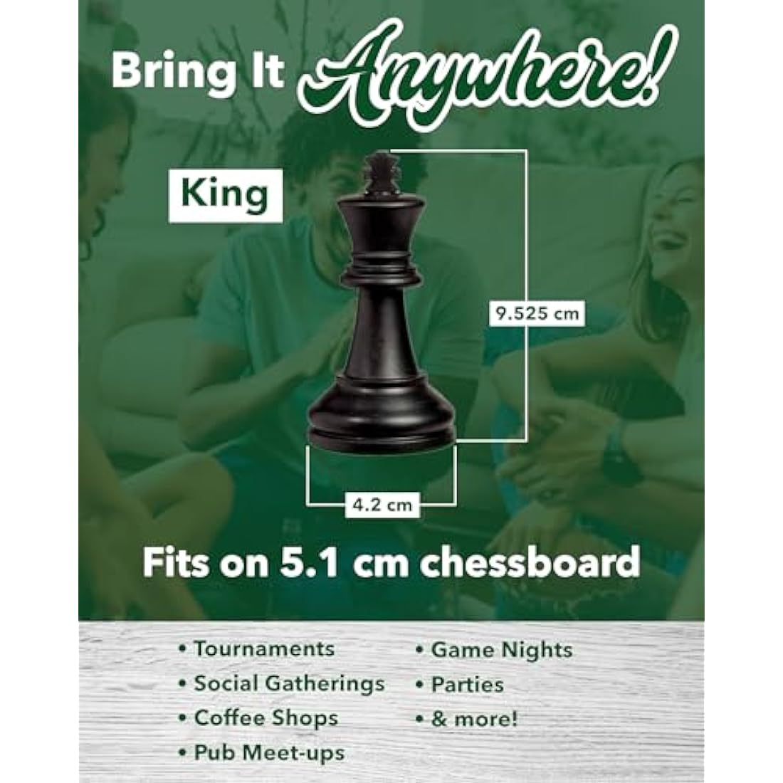 Staunton Chess Pieces - 32 Black & Ivory Chess Pieces With Felt Bottom, 9.5 cm King & 2 Extra Queens - Travel Chess Set for Indoor & Outdoor Chess - Triple Weighted Chess Pieces by WE Games