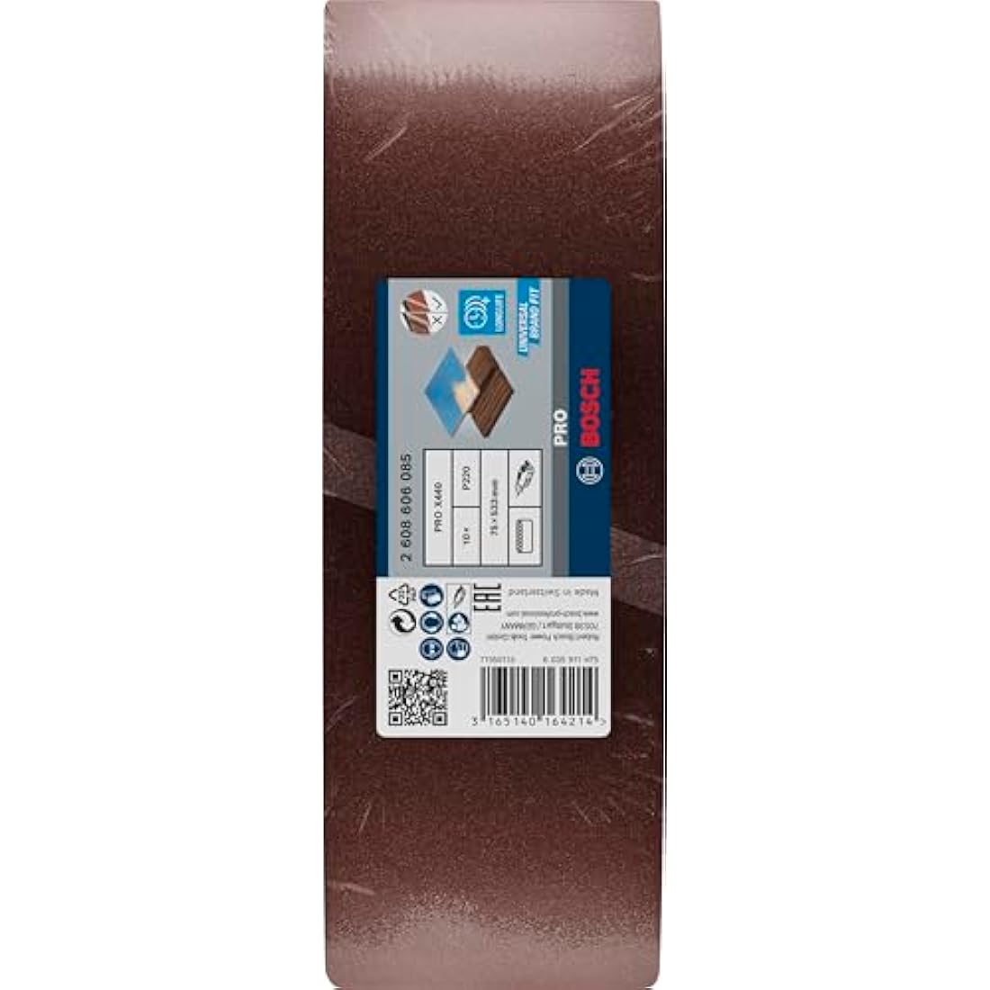 Bosch 10x PRO Paint on Wood and Hardwood X440 Sanding Belt for Sanders (for Paint on Wood, Hardwood, 75 x 533 mm, Grit 220, Professional Accessory Belt Sander)