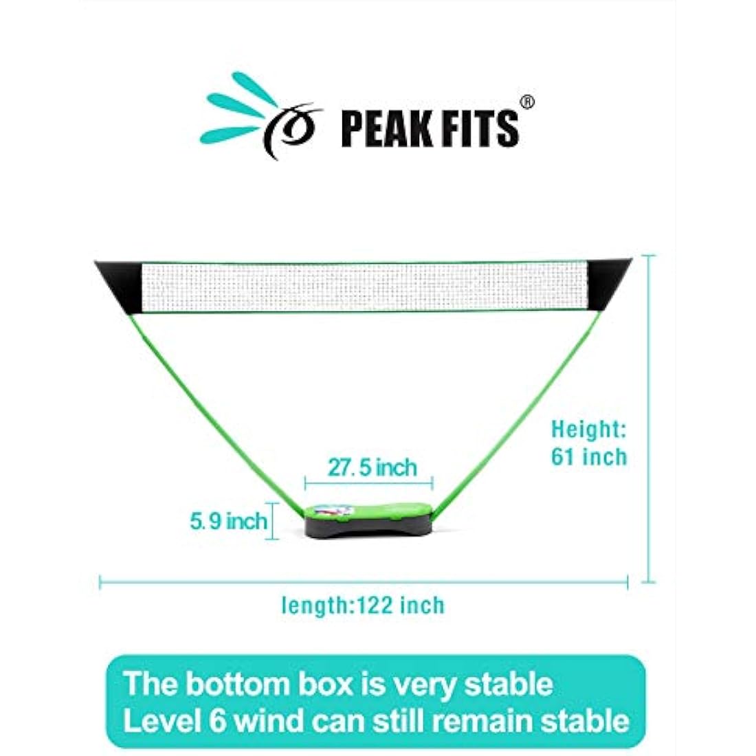 Peak Fits Portable Badminton Net Set,Folding Volleyball Badminton Net,4 Professional Graphite Badminton Racket,8 Racket Grip Tape,4 Shuttlecocks,Family Game,Kids Gift,Backyard Sports
