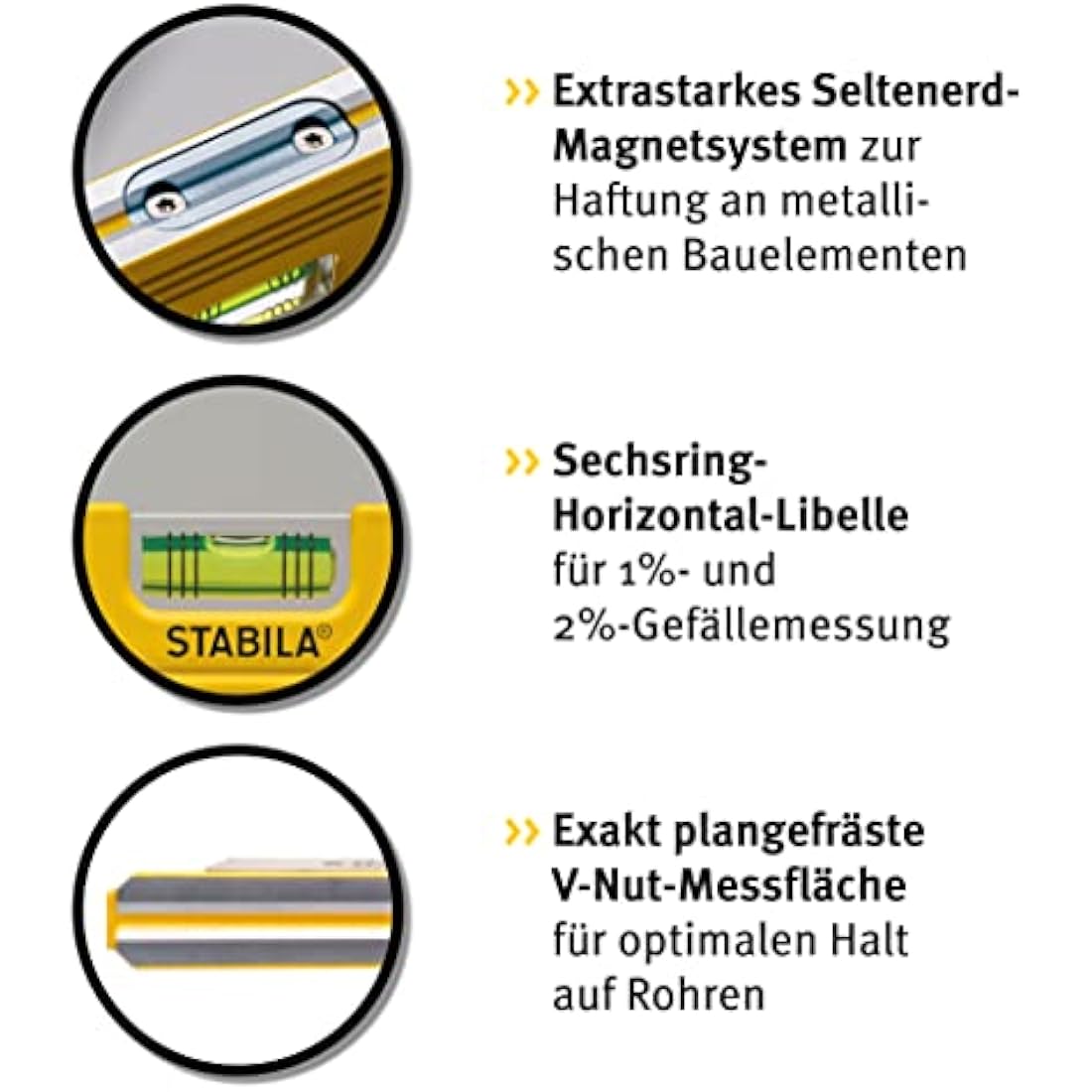 Stabila 16670/0 25 cm"Torpedo Type 81 SV REM W360" Spirit Level with Bag - Yellow/Black