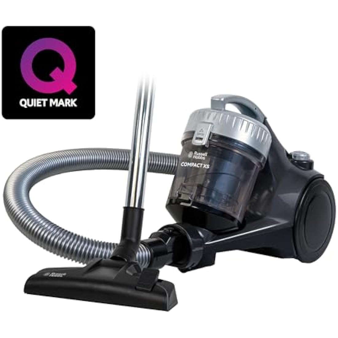 Russell Hobbs Cylinder Vacuum Cleaner COMPACT XS 1.5 Litre Grey & Silver with 3 in 1 Multi-Tool, Triple Filtration 700W Ultra Compact, 2 Year Guarantee RHCV1611