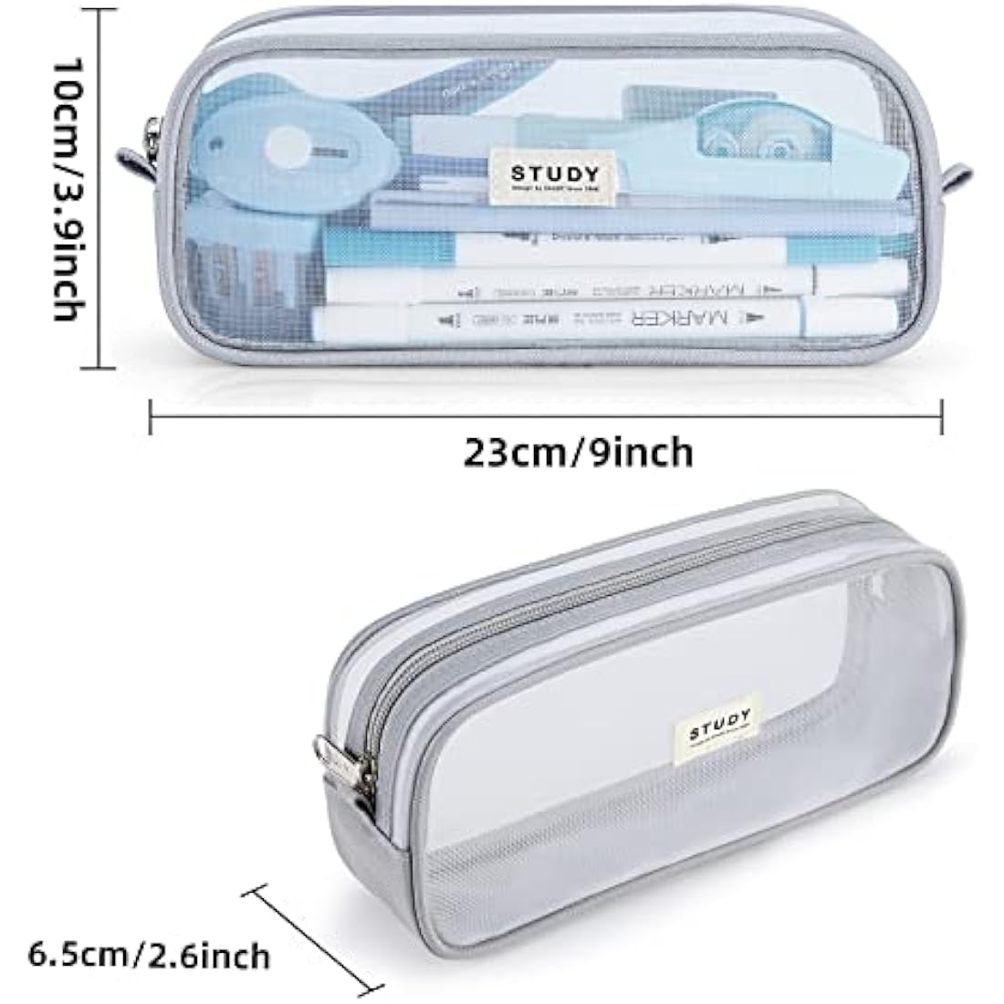 KALIDI Clear Pencil Case Large Pen Bag Stationery Pouch Cosmestic Make up Bag for Student School College Office