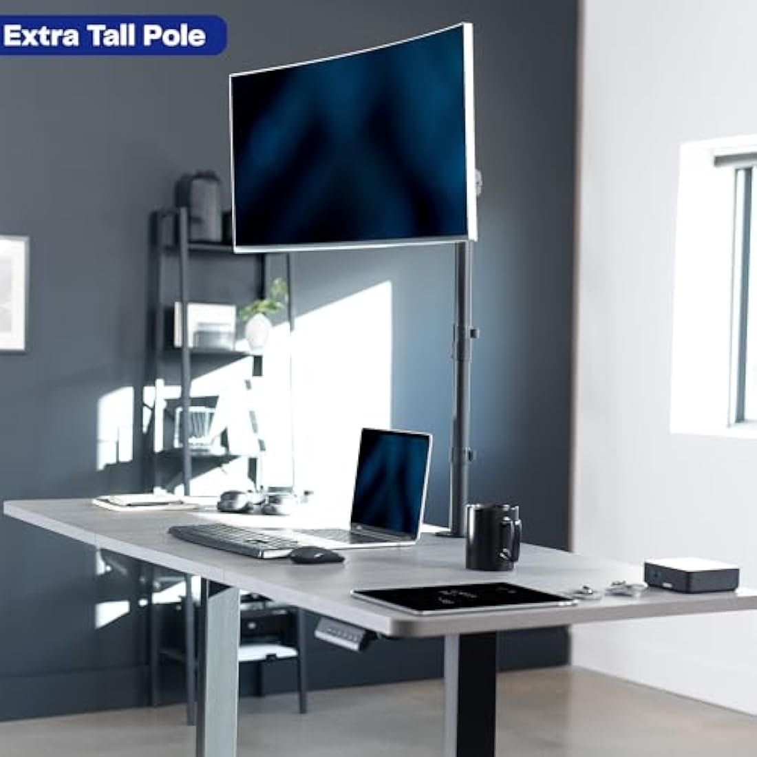 VIVO Single Monitor Desk Mount, Extra Tall Fully Adjustable Stand for 1 LCD Screen up to 32 inches, Ultra Wide Screens up to 38 inches, 22 lbs Capacity, STAND-V001T