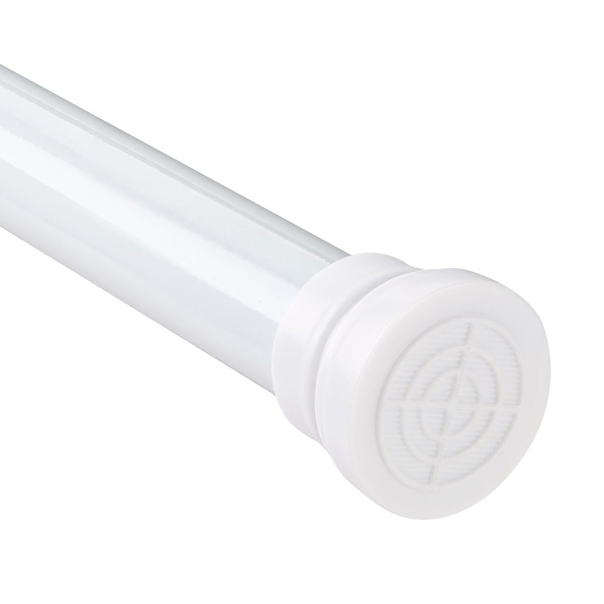 White Shower Curtain Pole No Drill, Shower Rail Extendable 76-132cm, Suitable for Bathroom, Cloakroom, Balcony?Diameter 25mm?