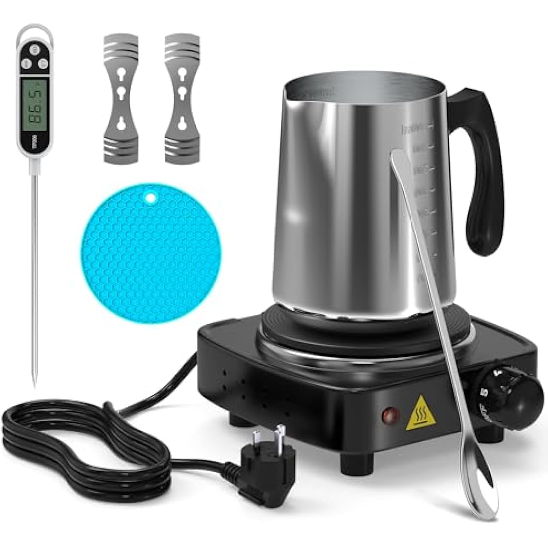Ohcans Candle Making Kit with Electronic Hot Plate, Candle Making Kit for Adults, DIY Starter Candle Making Supplies, with 900ml Candle Pouring Pot, Stirring Spoon, Wicks Holder, Thermometers