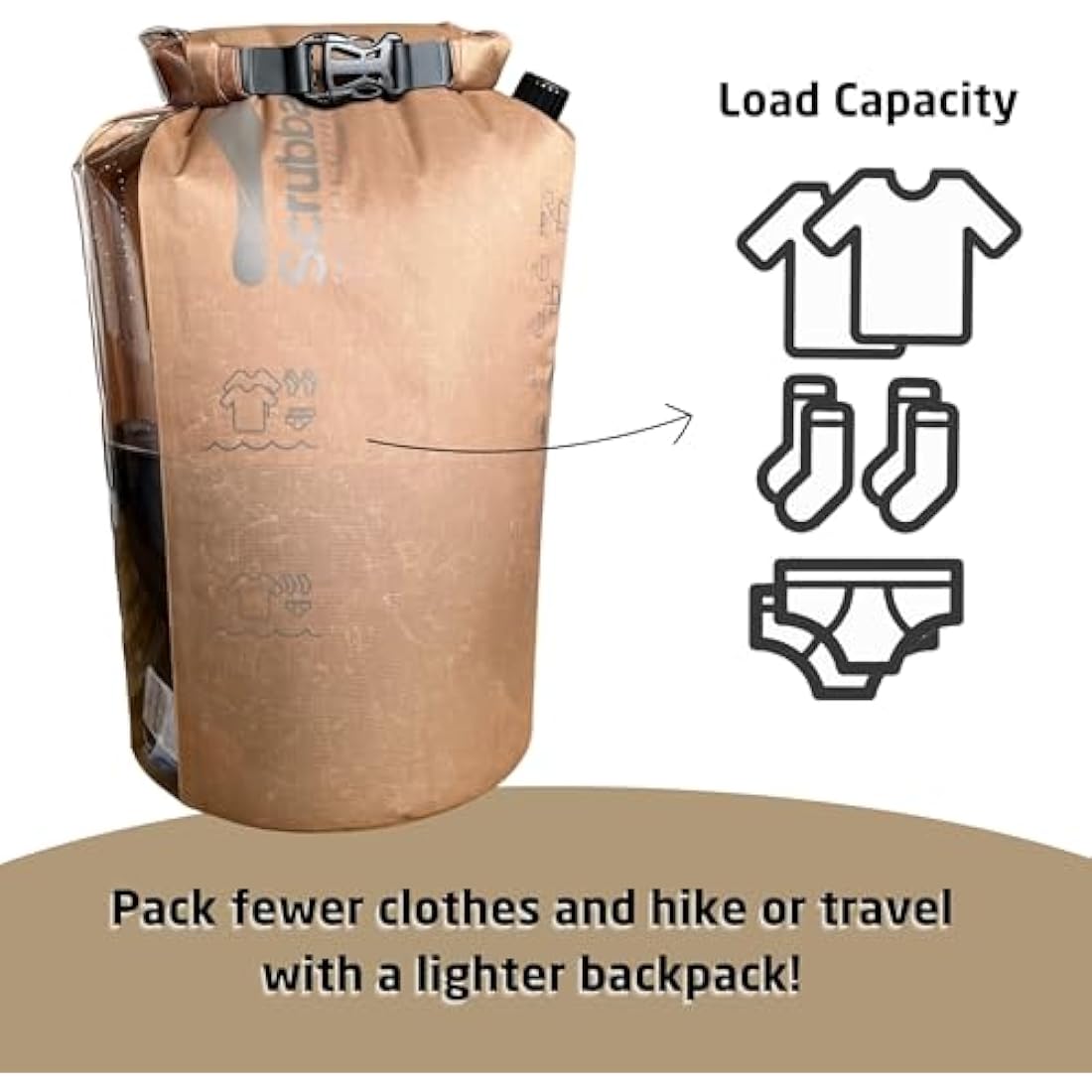 Scrubba TACTICAL Wash Bag Portable Washing Machine – Rugged Manual Clothes Washer for Camping, Travel & Deployment – Durable, Compact & Lightweight – Use with Laundry Detergent or Hand Soap – 160g