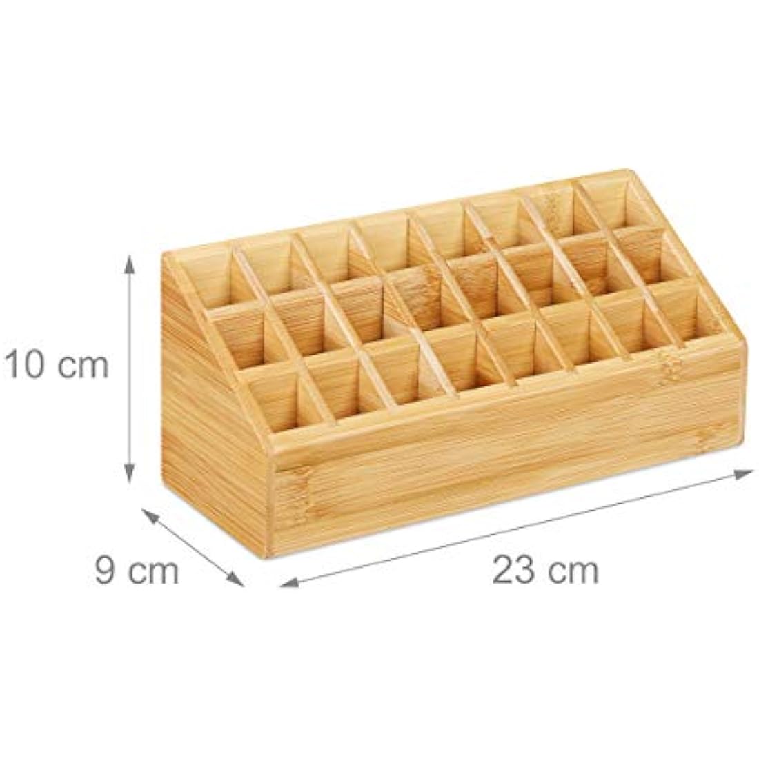 Relaxdays Bamboo Lipstick Organiser, 24 Holders, Natural Look, Rack For Lipsticks & Brush, HWD 10x23x9 cm, Natural